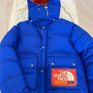 The North Face x Gucci Blue Puffer Jacket XS
